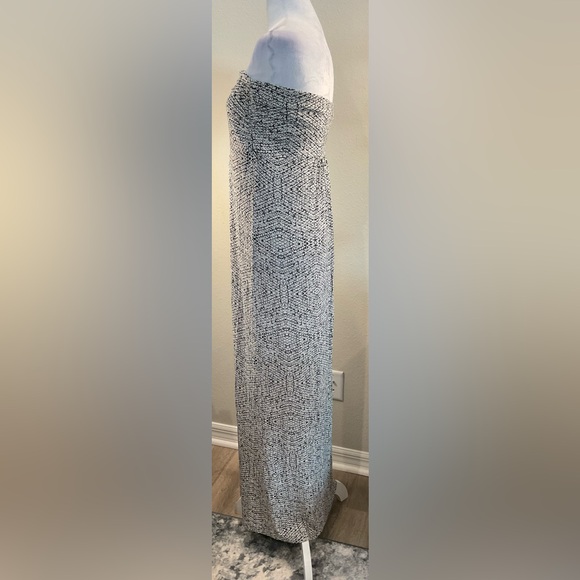 Ann Taylor Strapless Maxi Dress - White with Black Abstract Design - Picture 8 of 11